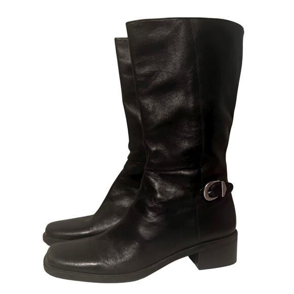 Naturalizer Mid Calf Black Leather Boots Size 9 - Picture 1 of 7